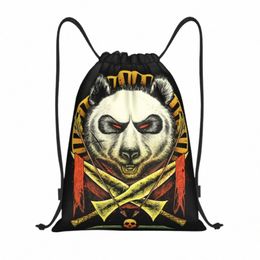 custom Vintage Panda Warrior Drawstring Bag for Shop Yoga Backpacks Women Men Sword Bear Sports Gym Sackpack x2aX#
