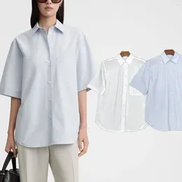 Women's Blouses Maxdutti Summer Shirt Women Fashion Ladies Cotton Straight Tube Loose Short Sleeved Top Casual Blouse For 2024
