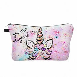 deanfun Colourful Pretty Cosmetic Bag 3D Printed Waterproof Makeup Bag For Women with unicorn k9RQ#