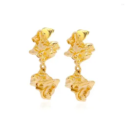 Stud Earrings 18 Years Professional Jewelry Factory Sculptural Textured For Women Party Gold Color Trendy Unique Dangle