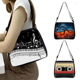 Evening Bags Music Note Print Handbags Women Causal Shoulder Piano Guitar Crossbody Bag Girls Satchel Fashion Messenger Gift