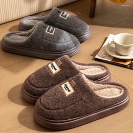 Slippers Winter Men's Home Platform Short Plush Living Room Soft And Warm Indoor Shoes Design Model