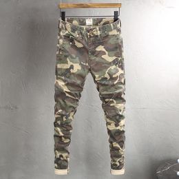 Men's Jeans The Latest Designer's Fashionable Camouflage Pants Elastic Slim Fit Slit Classical Retro Casual Denim