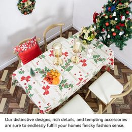 Table Cloth Christmas Tablecloths 60x120in Waterproof Tablecloth Oil-Cloth With Flennal Backing