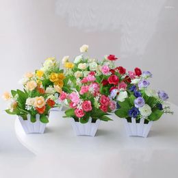 Decorative Flowers Small Artificial Fence Flower Potted Home Desktop Decor Simulation Pot Plant Living Room Ornament Fake