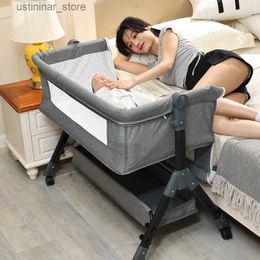 Baby Cribs Foldable Baby Bed Crib Portable Bassinet Bedside Liftable Cradle Bed Playpen NewbornWith Changing Table Storage Bag Mosquito net L416