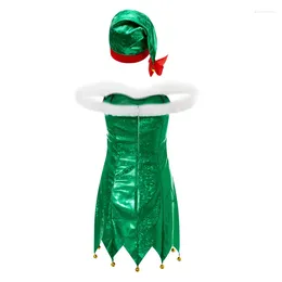 Casual Dresses Women Christmas Fur Mini Dress Mrs Santa Claus Sexy Sequined With Hat Gloves Cosplay Costume