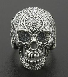 Solid 925 Sterling Silver Skull Ring Mens Biker Rock Punk Style US Size 8 to 125717332