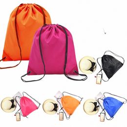 5 pcs Waterproof Backpack, Travel Beach Bag, Storage Multi-Purpose Cvenient Solid Colour Lace-up Pack Drawstring Bags V7F8#