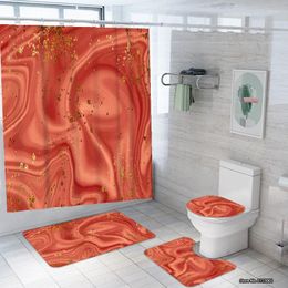 Shower Curtains Fashion And Simple Marble Curtain Set For Bathroom 3D Digital Printing Waterproof Non-slip Bath Mat