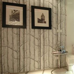 Wallpapers Wellyu Birch Tree Pattern Woods Wallpaper Roll Modern Designer Wallcovering Simple Black And White For Living Room