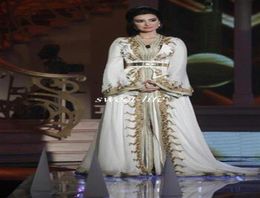 Moroccan Caftan Kaftan Dubai Abaya Arabic Long Sleeve Evening Dresses Gold Embroidery Vneck Occasion Maxi Dress Prom Formal Gowns6686643