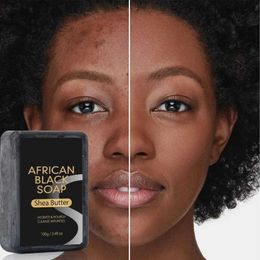 Handmade Soap African Black Soap Shea Butter Moisturizing Acne Treatment Cleanser for Clear Skin Care Deep Cleaning 240416