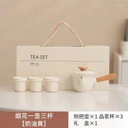 Teaware Sets Japanese Style Simple One Pot Fills Three Cups Tea Set Box Gift Teacup Simplicity Birthday Ceramic