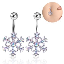 Navel Bell Button Rings Sexy Wasit Belly Dance Crystal Body Jewelry Stainless Steel Rhinestone Piercing Dangle For Women Snow Flow Dhs41