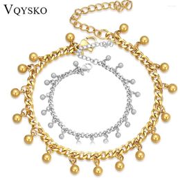 Link Bracelets VQYSKO Retro Style Golden Ball Bracelet Steel Pendant Splicing Tassel Bangle Mom Gift Perfect For Her