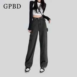 Women's Jeans Retro Long Denim For Girl 2024 Korean Fashion Wide Leg Loose Fit Straight Tube Pants Women Casual Drop 45