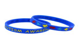 50PCS Autism Awareness Silicone Rubber Bracelet Debossed and Filled in Colour Jigsaw Puzzle Logo Adult Size 5 Colors53149651392317