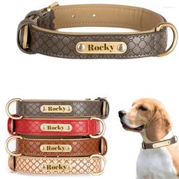 Dog Collars Custom Leather Collar Metal Buckle With Engraved Name ID Tag Durable Soft Personalised Pet For Small Medium Yorkshire