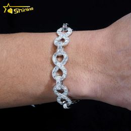 Fashion Cuban Chains 13mm Wide Infinity Link Cuban Bracelet Iced Out 925 Silver Moissanite Cuban Link Chain