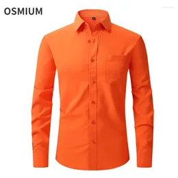 Men's Casual Shirts Men Spring Summer US Size Formal Dress Shirt Boys Oversize Orange Green Long Sleeve Button Single Breasted Xxxl