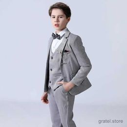 Suits Flower Boys Luxurious Wedding Suit Kids Jacket Vest Pants 3PCS Party Photograph Suit Children Birthday Tuxedo Show Dress Costume