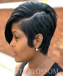 Natural straight Short little Lace Front Human Hair Wigs for Black Women Brazilian Virgin Hair Lace Front Wig Side Part4781901