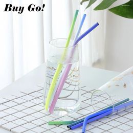 Drinking Straws Colourful Changing Induction Temperature Stainless Steel Reusable Metal Bent Straight With Cleaner Brush