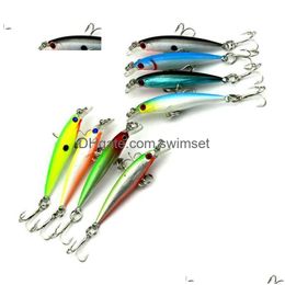 8 Pieces Fishing Lure Lifelike Minnow Hard Baits 3D Eyes Crankbait Wobblers Carp Peaca Tackle Drop Delivery Dhuzn