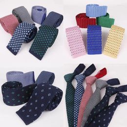 Bow Ties Matagorda 5.5cm Wool Knit Tie Men's Necktie With Modern Jacquard Dot Skinny Neckwear Clothing Accessorie Wedding Party Gravata