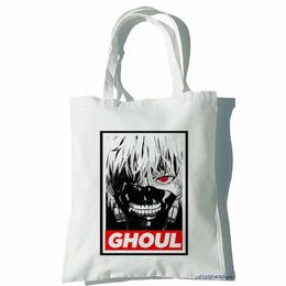 bag Japanese Anime Tokyo Ghoul Cute Women Bags Harajuku Gothic Canvas Black Bag Horror Carto Large Capacity Shopper Bag Casual j3DA#