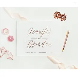 Party Supplies Personalised Rose Gold Wedding Guest Book Mr And Mrs Names Or Date Guestbook Horizontal Keepsake Rustic Baby Shower