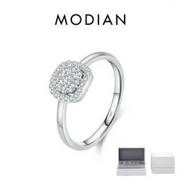 Cluster Rings MODIAN Sparkling VVS1 D Color Moissanite Ring 925 Sterling Silver Wedding Band For Women Fine Jewelry Gift