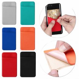 hot Sale Elastic Cell Phe Wallet Case Mobile Phe Credit ID Card Holder Pocket Fi Self-Adhesive Sticker Card Bag c5LE#