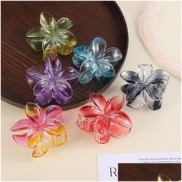 Hair Pins 8Cm Korea Flower Shape Claw Clips Women Sweet Girls Transparent Crab Claws Ponytail Holder Hairpin Headwear Accessorie 011 D Otuhe