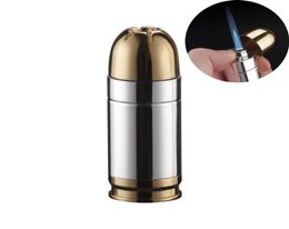 Bullet Shaped Lighter Refillable Metal Butane Gas Torch Lighters Jet Blue Flame for Men Cigarette Cigar6661695