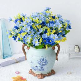 Decorative Flowers Fade-resistant Artificial Flower Realistic Uv Resistant Mums 6 Bundles For Home