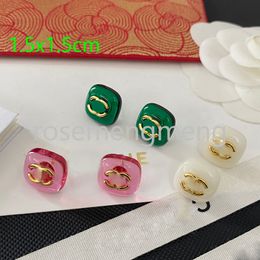 Candy Color Earrings Stud Fashion Acrylic Earrings Woman Luxury Designer Brand Double Letter Jewelry Women Top Quality 18k Gold Plated Wedding Gifts Luxury Jewelry