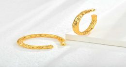 Plain Silver Gold Plated 925 Sterling Jewellery Hammered Finishing 18k Yellow Hoop Earring19197576742901