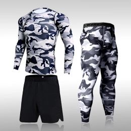 Sets Quick Dry Camouflage Men's Running Sets Compression Sports Suits Skinny Tights Clothes Gym Rashguard Fitness Sportswear Men 2021