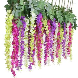 Decorative Flowers Artificial Vine Ratta 12Pcs Silk Long Hanging Bush String Home Party Garden Wedding Decoration