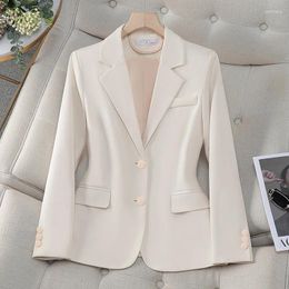 Women's Suits ZJYT Korean Fashion Blazers Mujer Elegant Women Spring Long Sleeve Jacket Coat Solid Single Breasted Outerwear Plus Size Tops