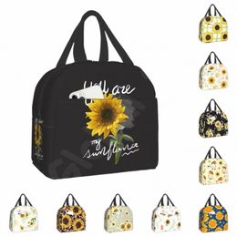 sunfr Lunch Bag You Are My Sunshine Insulated Lunch Box Cooler Thermal Waterproof Reusable Tote Bag for Women Work Picnic S3Yj#