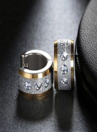 JEWELS Stud LeadNickel Stainless Steel Small Circle Earrings Paved Shiny CZ Punk Rock Hoop Earring for Women or Men GTE018125159