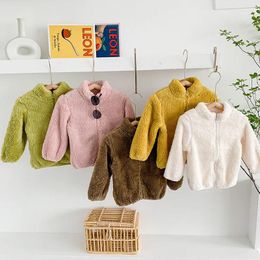 Down Coat Autumn Winter Children Baby Girls Soft Lambs Wool Solid Colour Warm