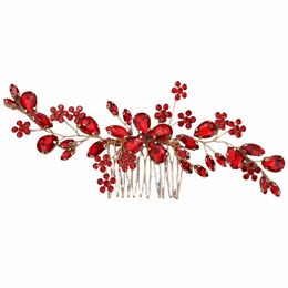 green Rhinestes Wedding Head Jewellery Red Bridal Hair Accories Blue Bridesmaide Headdr Gold Hair Comb For Women Ornaments i2fL#