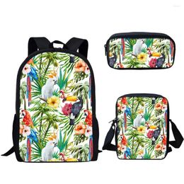 Backpack Hip Hop Parrot Floral 3pcs/Set 3D Print School Student Bookbag Travel Laptop Daypack Shoulder Bag Pencil Case
