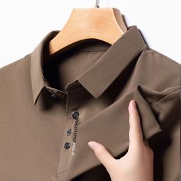 Quality Skin-friendly Summer Polo Shirt Short-sleeve Business Casual Ice Silk T Shirts Soft Breathable Lapel Mens Clothing 240415