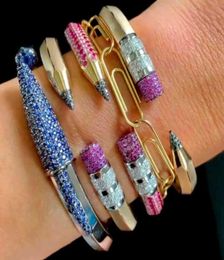 Trendy Pencil Designs Bangle Cuff For Women Wedding Full Cubic Zircon Crystal CZ Dubai Silver Colour Party Bracelet5826294