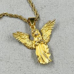 Pendant Necklaces Creative Design Gold Color Angel Necklace Men And Women Fashion Trend Punk Street Accessories Stainless Steel Jewelry